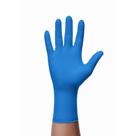 Rękawice nitrylowe bezpudrowe 50 sztuk Mercator gogrip LONG niebieski rozmiar - 3
